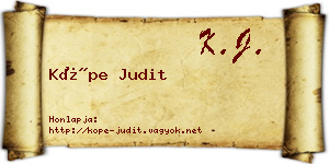 Köpe Judit névjegykártya